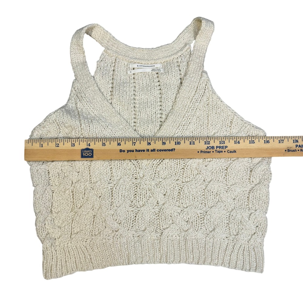 Anthropologie Ivory Cable Knit Tank Top Y2K Coquette Cottagecore Boho Chic S NWT - Picture 7 of 8